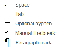 Formatting marks