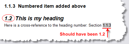 Word cross-reference problems - Cross-reference shows wrong number