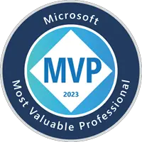 Microsoft MVP 2023 badge, udstedt til  Lene Fredborg 6. juli 2023