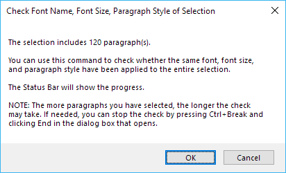The dialog box that opens when you start the macro