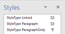 The difference between wdStyleTypeLinked, wdStyleTypeParagraph and wdStyleTypeParagraphOnly