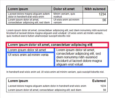 Example - tables before executing the macro