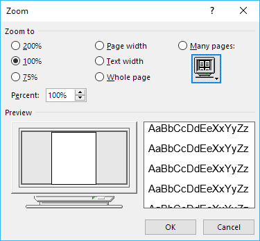 How to open Word documents with a specific zoom - the Zoom dialog box