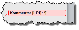 Kommentar indsat via Words indbyggede kommando