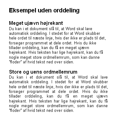 Automatisk orddeling slået fra