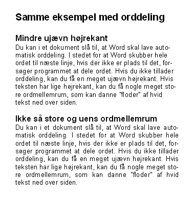 Automatisk orddeling slået til