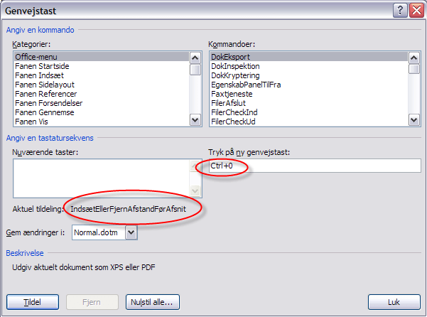 Tastaturgenvej Cltr+0 ser næsten ud som Ctrl+()