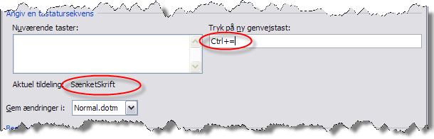 Tastaturgenvej Ctrl+Shift+0