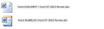 Word-skabeloner og Word-dokumenter, ikoner for filtyper i Word 2003 og tidligere versioner