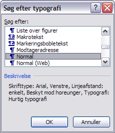 Figur 3. Vælg den typografi, du vil søge efter.