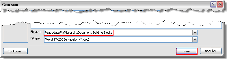 Gem den gamle Normal.dot, så autotekster kan bruges i Word 2007 eller Word 2010