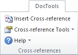 Krydshenvisninger - gruppen Cross-references på fanen DocTools