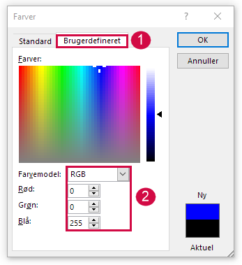 Standardfarve for Hyperlink